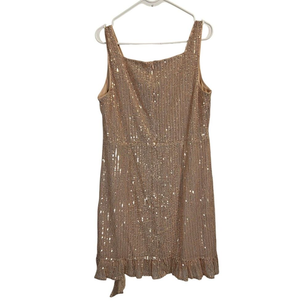 Kate Kasin Rose Gold Sequin Dress XL Cocktail Party Dress Glam